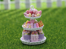 Load image into Gallery viewer, Easter Treats Displayed on a Three Tiered Stand - OOAK - Dollhouse Miniature