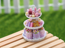 Load image into Gallery viewer, Easter Treats Displayed on a Three Tiered Stand - OOAK - Dollhouse Miniature