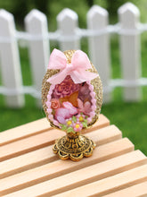 Load image into Gallery viewer, Golden Hollow Panoramic Easter Egg with a Spring Scene Inside - OOAK - Dollhouse Miniature