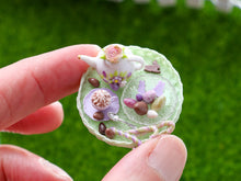 Load image into Gallery viewer, Easter Teatime Tray with Teapot, Cappuccino, Easter Goodies - OOAK - Dollhouse Miniature