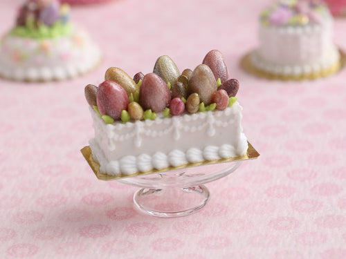 Easter Cake Decorated with Chocolate Eggs - OOAK - Miniature Food in 12th Scale for Dollhouse