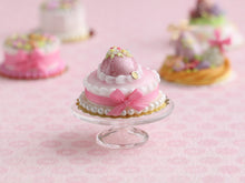 Load image into Gallery viewer, Pink Easter Cake Decorated with Pink Egg - OOAK - Miniature Food in 12th Scale for Dollhouse