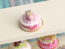 Load image into Gallery viewer, Pink Easter Cake Decorated with Pink Egg - OOAK - Miniature Food in 12th Scale for Dollhouse