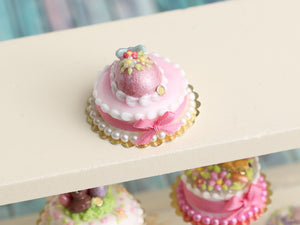 Pink Easter Cake Decorated with Pink Egg - OOAK - Miniature Food in 12th Scale for Dollhouse