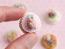 Load image into Gallery viewer, Pink Easter Cake Decorated with Pink Egg - OOAK - Miniature Food in 12th Scale for Dollhouse