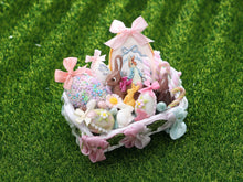 Load image into Gallery viewer, Easter Basket Filled with Pastel Coloured Goodies - OOAK - Dollhouse Miniature