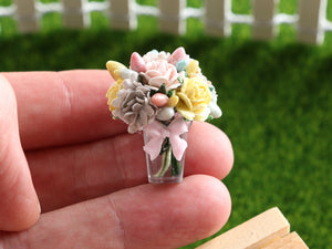 Easter Bouquet in Vase - OOAK - Dollhouse Miniature