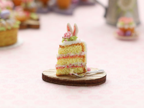Slice of Easter Cake on Egg-Shaped Board - Miniature Food in 12th Scale for Dollhouses