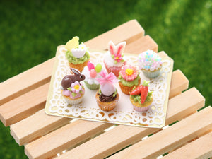 Gorgeous Presentation of Easter Cupcakes - Dollhouse Miniature