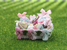 Load image into Gallery viewer, Easter Basket Filled with Pastel Coloured Goodies - OOAK - Dollhouse Miniature