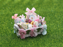 Load image into Gallery viewer, Easter Basket Filled with Pastel Coloured Goodies - OOAK - Dollhouse Miniature