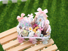 Load image into Gallery viewer, Easter Basket Filled with Pastel Coloured Goodies - OOAK - Dollhouse Miniature