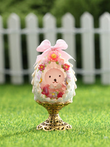 Hollow Panoramic Speckled Easter Egg with a Bunny Inside - OOAK - Dollhouse Miniature