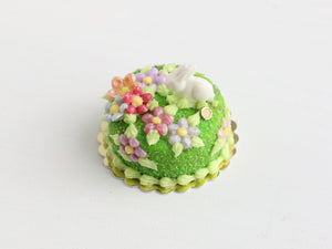 White Rabbit Garden Cake - OOAK - Miniature Food in 12th Scale for Dollhouse