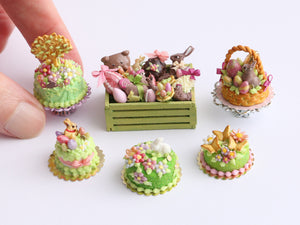 White Rabbit Garden Cake - OOAK - Miniature Food in 12th Scale for Dollhouse