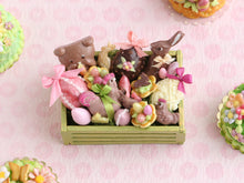 Load image into Gallery viewer, Wooden Crate of Easter Chocolates and Treats - OOAK - Miniature Food in 12th Scale for Dollhouse