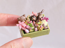 Load image into Gallery viewer, Wooden Crate of Easter Chocolates and Treats - OOAK - Miniature Food in 12th Scale for Dollhouse