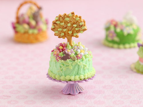 Spring Tree Garden Cake - Miniature Food in 12th Scale for Dollhouse