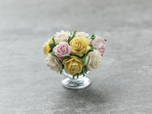 Vase of Miniature Flowers (Q) - Flower Shop Collection - OOAK - Handmade Miniature for Dollhouse