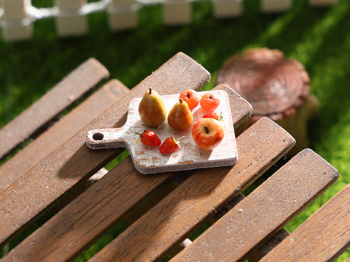 Fruit on Wooden Board - Handmade Miniature Dollhouse Food