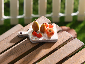 Fruit on Wooden Board - Handmade Miniature Dollhouse Food