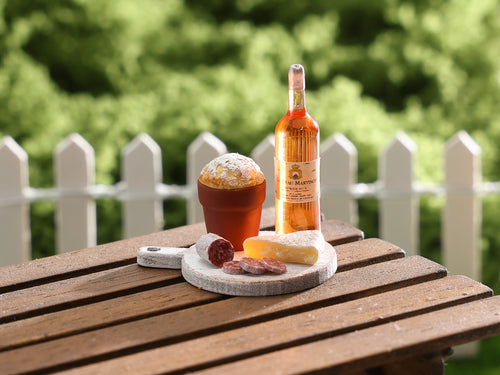 French Wine, Cheese & Saucisson Board - Handmade Miniature Dollhouse Food