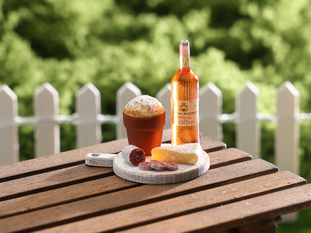 French Wine, Cheese & Saucisson Board - Handmade Miniature Dollhouse Food
