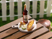 Load image into Gallery viewer, French Red Wine, Crusty Bread, Walnuts, Apple - Handmade Miniature Dollhouse Food