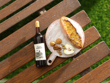 Load image into Gallery viewer, French Red Wine, Crusty Bread, Walnuts, Apple - Handmade Miniature Dollhouse Food
