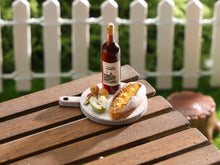 Load image into Gallery viewer, French Red Wine, Crusty Bread, Walnuts, Apple - Handmade Miniature Dollhouse Food