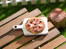 Load image into Gallery viewer, Miniature Fine Crust Pizza on Board - A - Handmade Miniature Dollhouse Food