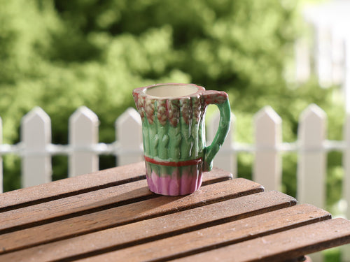 Beautiful Asparagus Majolica Barbotine Pitcher - Miniature Dollhouse Tableware