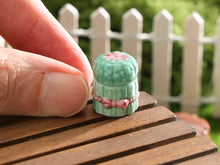 Load image into Gallery viewer, Beautiful Asparagus Majolica Barbotine Box with Lid - Miniature Dollhouse Tableware