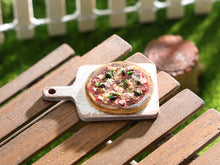 Load image into Gallery viewer, Miniature Fine Crust Pizza on Board - B - Handmade Miniature Dollhouse Food