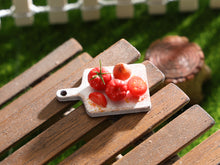Load image into Gallery viewer, Tomatoes and Onion on Wooden Cutting Board - Handmade Miniature Dollhouse Food