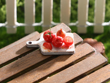 Load image into Gallery viewer, Tomatoes and Onion on Wooden Cutting Board - Handmade Miniature Dollhouse Food