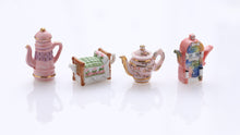 Load image into Gallery viewer, Whimsical Teapots - Tall Pink, Bed, Pink &amp; Gold, Jukebox - Dollhouse Miniature Decoration