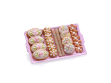 Load image into Gallery viewer, Floral Cookies on Pink Tray - Handmade Miniature Food
