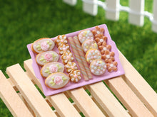 Load image into Gallery viewer, Floral Cookies on Pink Tray - Handmade Miniature Food