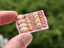 Load image into Gallery viewer, Floral Cookies on Pink Tray - Handmade Miniature Food