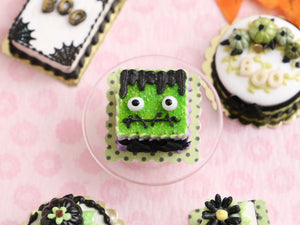 Frankenstein's Monster Halloween Cake "Franken-cake" - Handmade Miniature Food