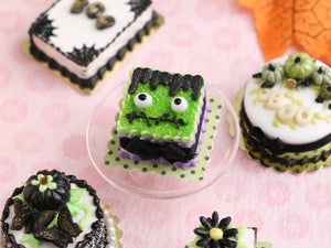 Frankenstein's Monster Halloween Cake "Franken-cake" - Handmade Miniature Food