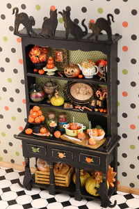 Unique Autumn / Halloween Hutch Filled with Handmade Items - OOAK - Decorated Miniature Furniture