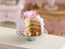Load image into Gallery viewer, Pink Floral Layer Cake for Springtime - Handmade miniature dollhouse food in 12th scale