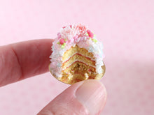 Load image into Gallery viewer, Pink Floral Layer Cake for Springtime - Handmade miniature dollhouse food in 12th scale