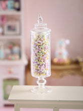 Load image into Gallery viewer, Tall Glass Jar of Pastel Marshmallow Twists - Handmade miniature dollhouse food in 12th scale