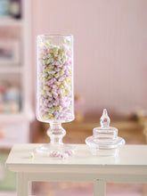 Load image into Gallery viewer, Tall Glass Jar of Pastel Marshmallow Twists - Handmade miniature dollhouse food in 12th scale