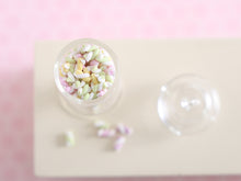 Load image into Gallery viewer, Tall Glass Jar of Pastel Marshmallow Twists - Handmade miniature dollhouse food in 12th scale