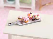 Load image into Gallery viewer, Pink Cupcakes for Spring - Handmade miniature dollhouse food in 12th scale