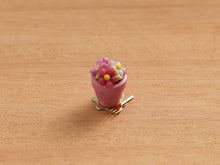 Load image into Gallery viewer, Flower Pot Cupcake with Blossoms Decoration - Pink Pot - 12th Handmade Miniature Food